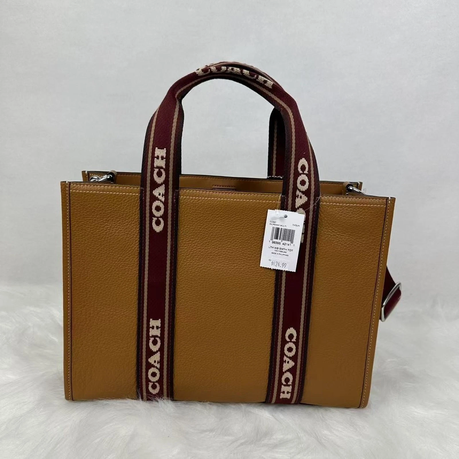 Borsa a tracolla Coach Smith Tote Bag in pelle argento Penny Multi Cu997 nuova con etichetta
