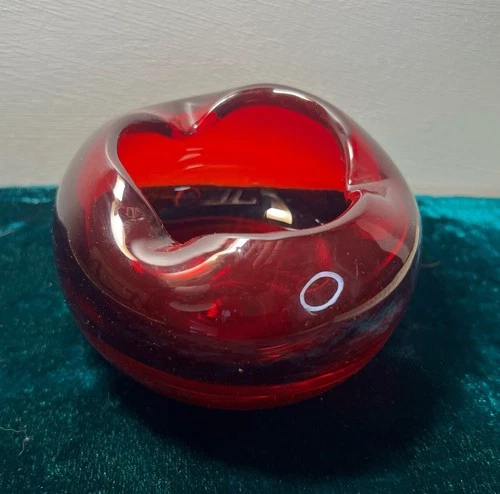 Vintage Hand blown Italian Art Glass Amberina Ashtray Murano Dish