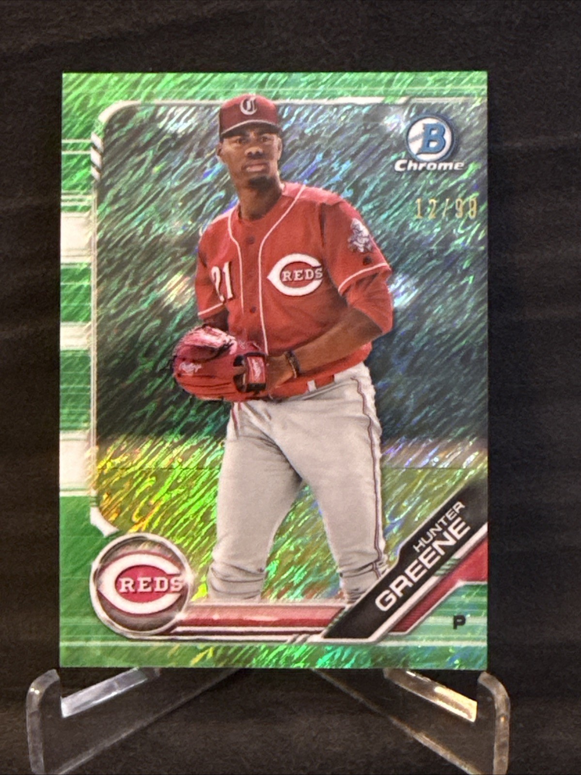 2019 Bowman - Chrome Prospects Hunter Greene #BCP-51 Green Shimmer Refractor /99