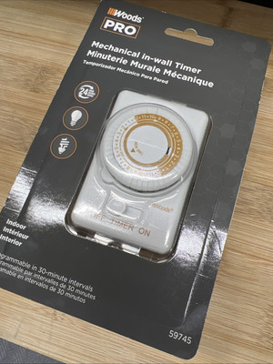 Woods Pro Mechanical In Wall Timer Indoor 24 Hour 59745 Programmable 30 Min