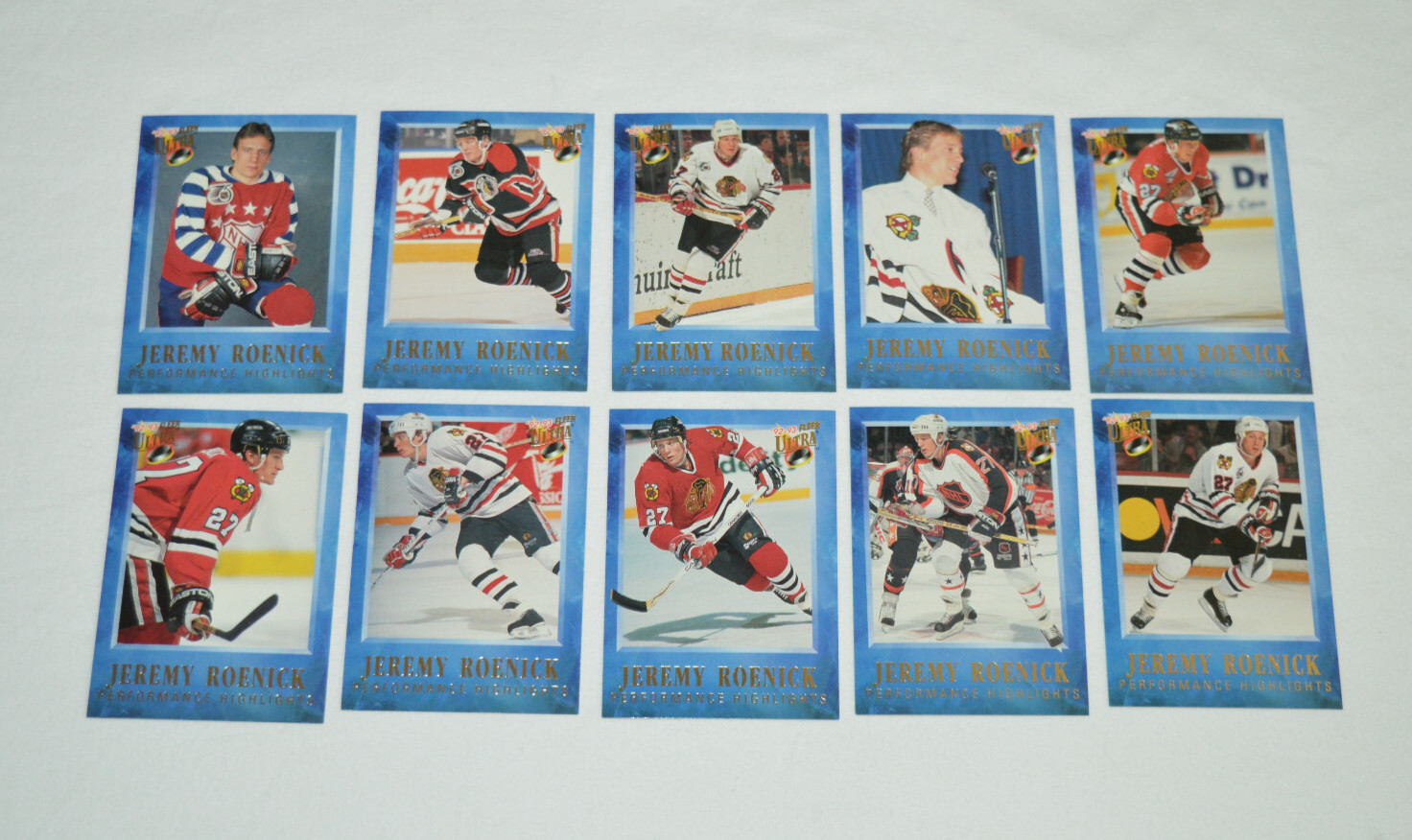 1992-93 FLEER ULTRA HOCKEY JEREMY ROENICK PERFORMANCE HIGHLIGHTS CARD SET #1-10