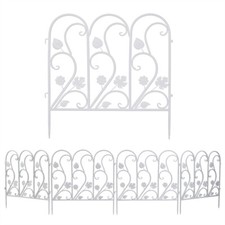 Garden Fence 5 Panels Metal Picket Border Outdoor Lawn Flower Edging Decorative