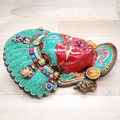 Kumari Girl Mask 9" Carving handmade Wall hanging Sculpture wall Décor Religious - Picture 3 of 4