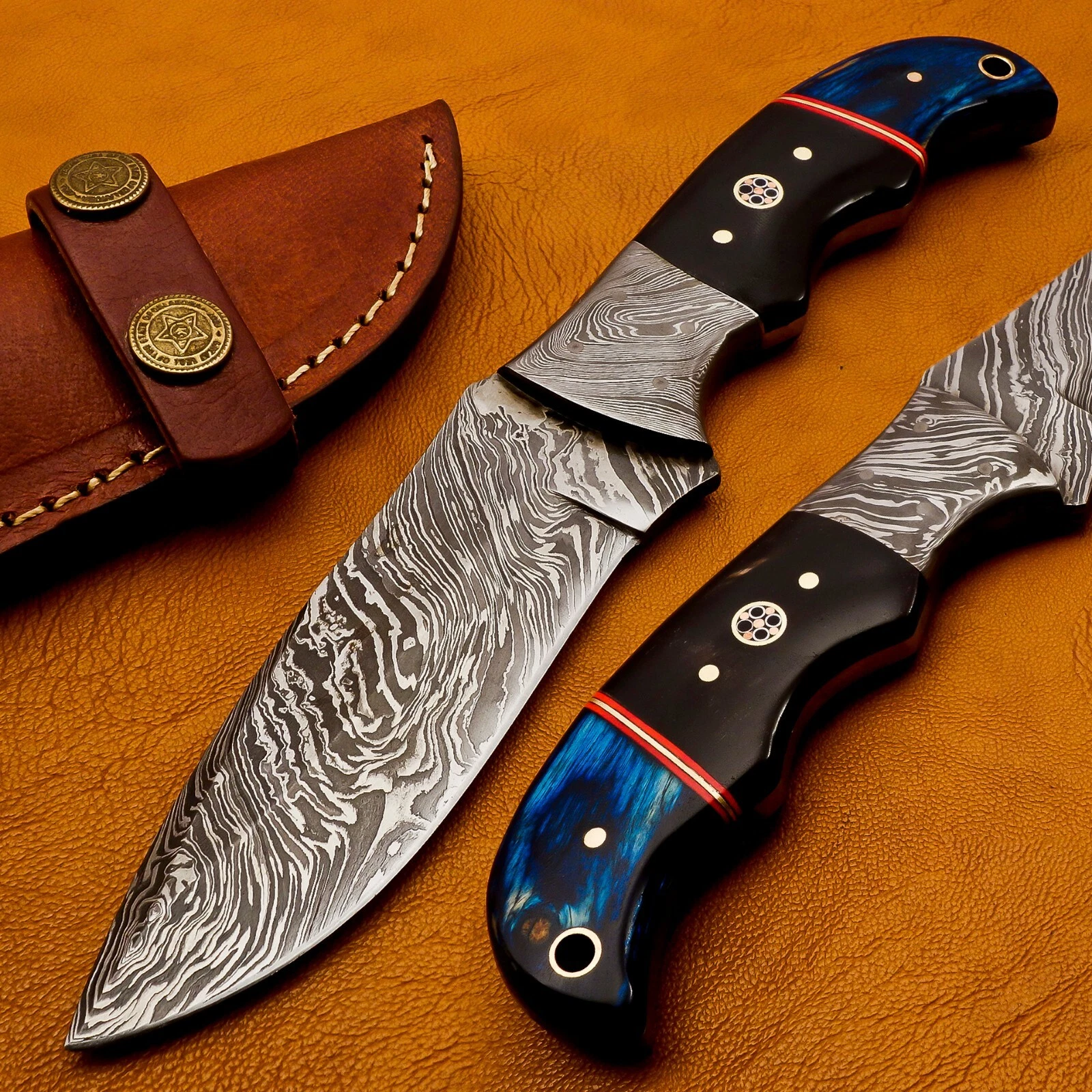 Premium Quality Handmade Damascus Steel Skinner Knife with Leather Sheath