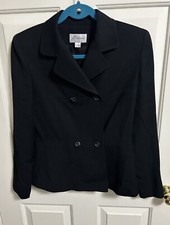Barami Women’s Lined Double Breasted 100% Wool Black Blazer Size 4 Made In USA
