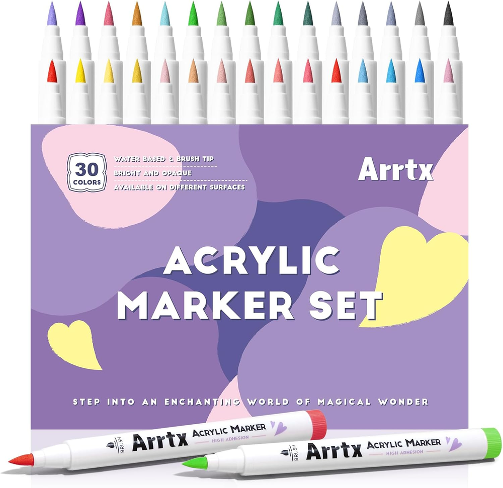Acrylic Paint Pens 30A Colors,Acrylic Paint Markers,Brush Tip Acrylic Pens Acryl