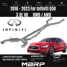 MBRP 3" Lite Cat-Back Exhaust Dual Exit w/SS Tip For 16- 23 Infiniti Q50 3.0 AWD