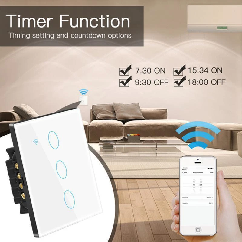Tuya Wifi Smart Touch Switch Home Wall Button Eu 1/2/3/4 Gang Neutral Wire Requi - Image 4 of 4