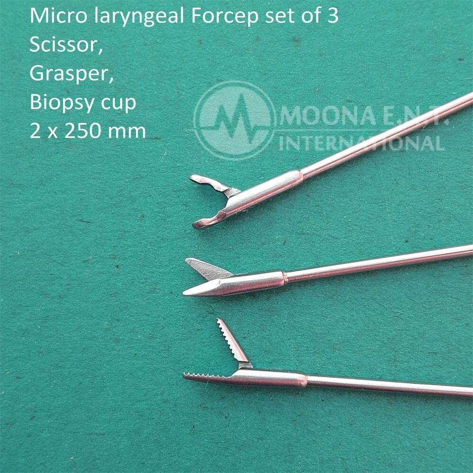 Micro Laryngeal Forceps set 3 Piece, Scissor, Grasper, Biopsy cup, 2 X 250 mm - image 4 of 4