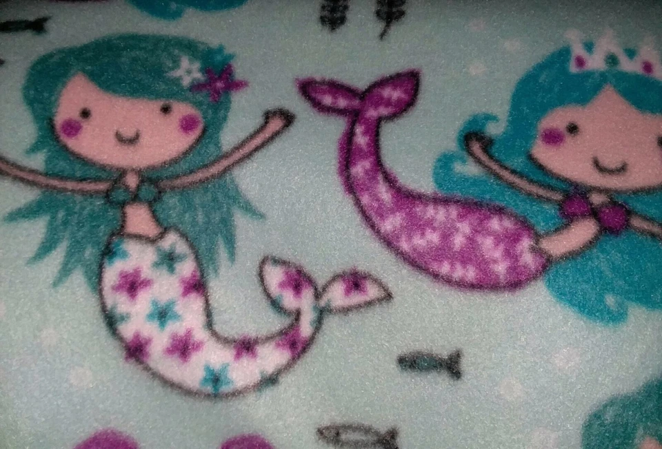 Sirena y Escalas NUEVA CÁLIDA HECHA A MANO 2 capas flecos corbata bebé manta aproximadamente 54"X60" Foto 2 de 4