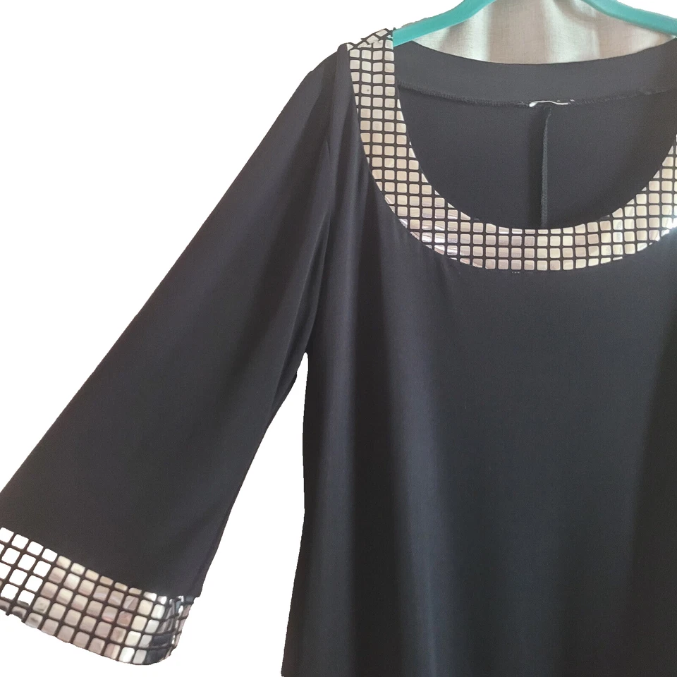 Tiana B. Платье 12 L черные серебристые металлические акценты для круиза 3/4 Slv - Изображение 3 из 4