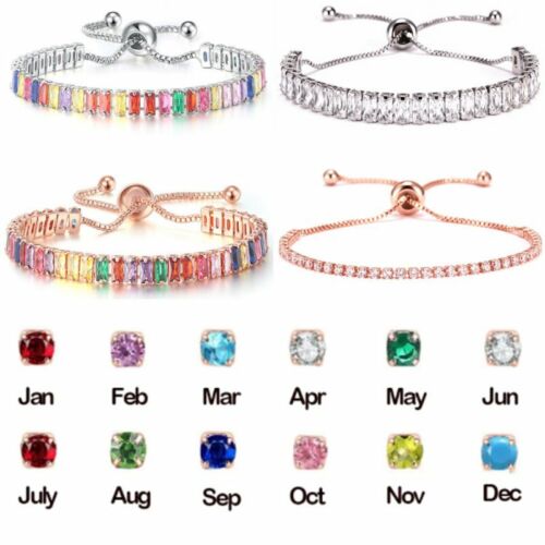 2024 Adjustable Rainbow Zircon Tennis Bracelet Bling CZ Women Wedding Jewellery