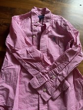 Ralph Lauren Boys Pink and White Gingham Button Down Long Sleeve S 8-10