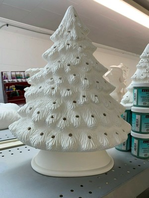 17 1 2 Large Mantle Christmas Tree W Lights Light Kit Ceramic Bisque Rea Ebay