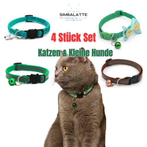 4er Set Katzenhalsband Katzenhalsbänder mit Sicherheitsverschluss Verstellbare ☆ - Bild 1 von 10