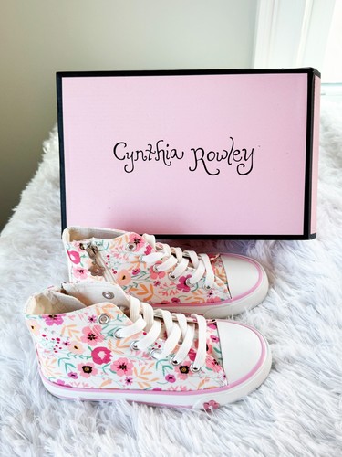 CYNTHIA ROWLEY ZAPATILLAS ALTAS NIÑAS JÓVENES ZAPATOS TALLA 13 BLANCO/ROSA/MULTI - Imagen 5 de 8
