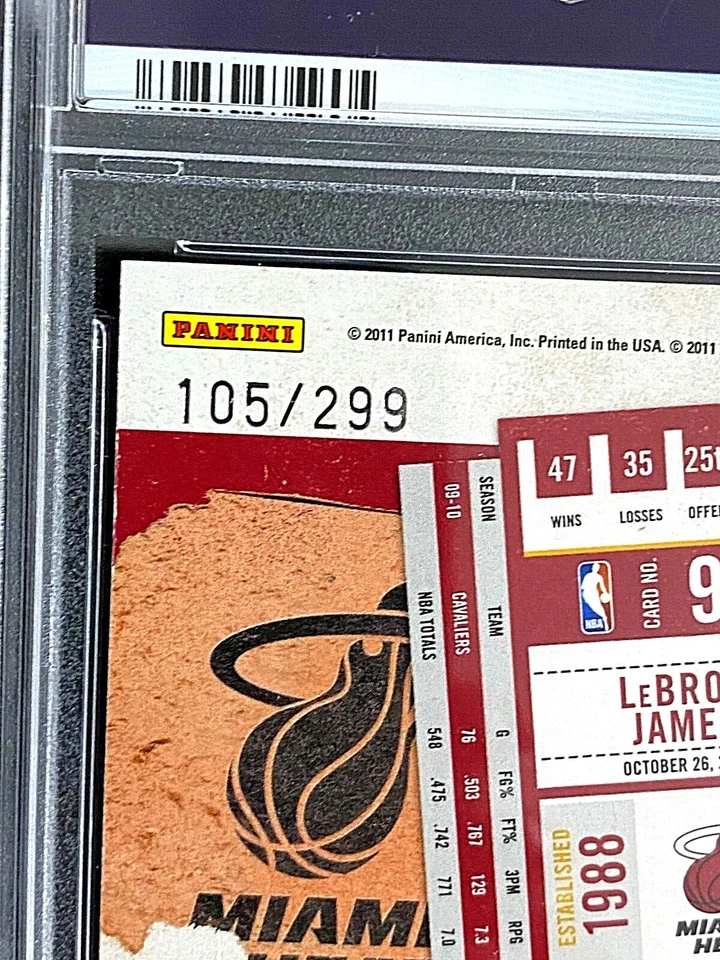 PSA 9 MINT 2010 Playoff Contenders Patches LeBron James Silver 299 G228R25E47E19 - Image 3 of 3