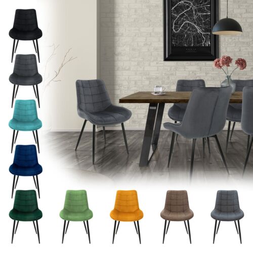 Set chaises de salle à manger rembourré en velours/ PU fauteuils salon áu choix - Zdjęcie 1 z 46