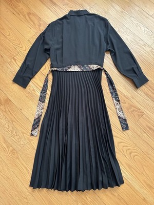 sandro house pleated midi dress Sandro Long Printed Pleated Dress