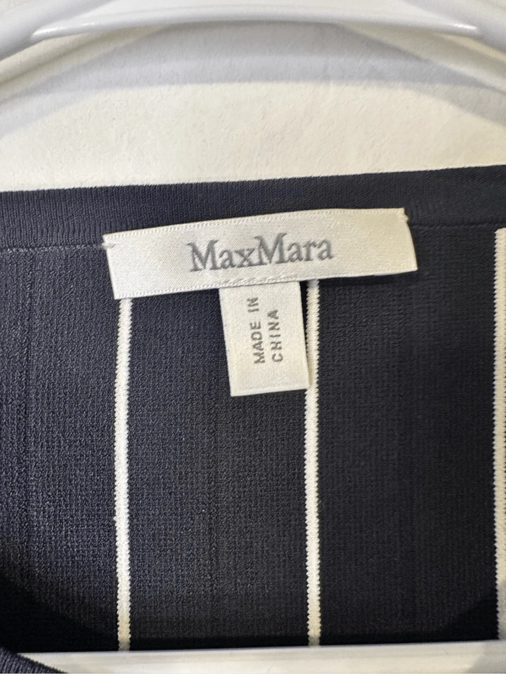 MaxMara в полоску коробка верхний темно-белый короткий рукав геометрический узор размер M - Изображение 2 из 4