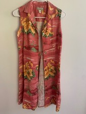 Vintage Tommy Bahama women s pink 100 silk shirt dress size 4 Hawaiian print