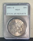 1881-S Morgan SILVER Dollar PCGS MS65 in "Rattler" Slab-TONED!