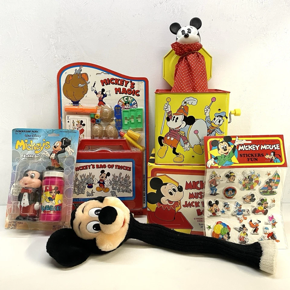 Enorme Vintage Mickey Mouse Festa de Aniversário Lote 40 Itens Anos 70 Anos 80 NOS Suprimentos para Festa - Imagem 3 de 4