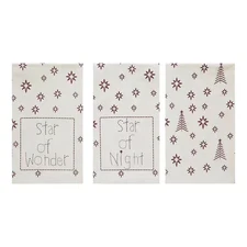 Star of Wonder Cream Burgundy Seasonal Primitive Christmas Cotton Kitchen Tea To