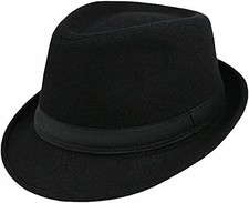 Kids-Felt-Fedora-Trilby-Gangster-Hat Toddler-Boys Panama Derby 4-8 Years Black