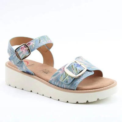Heavenly Feet Sandalen blau geblümt Sonja