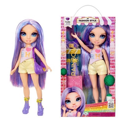 Rainbow High Violet Modepuppe 28 cm lila beweglich mit Handtasche Sammlerstück 4+
