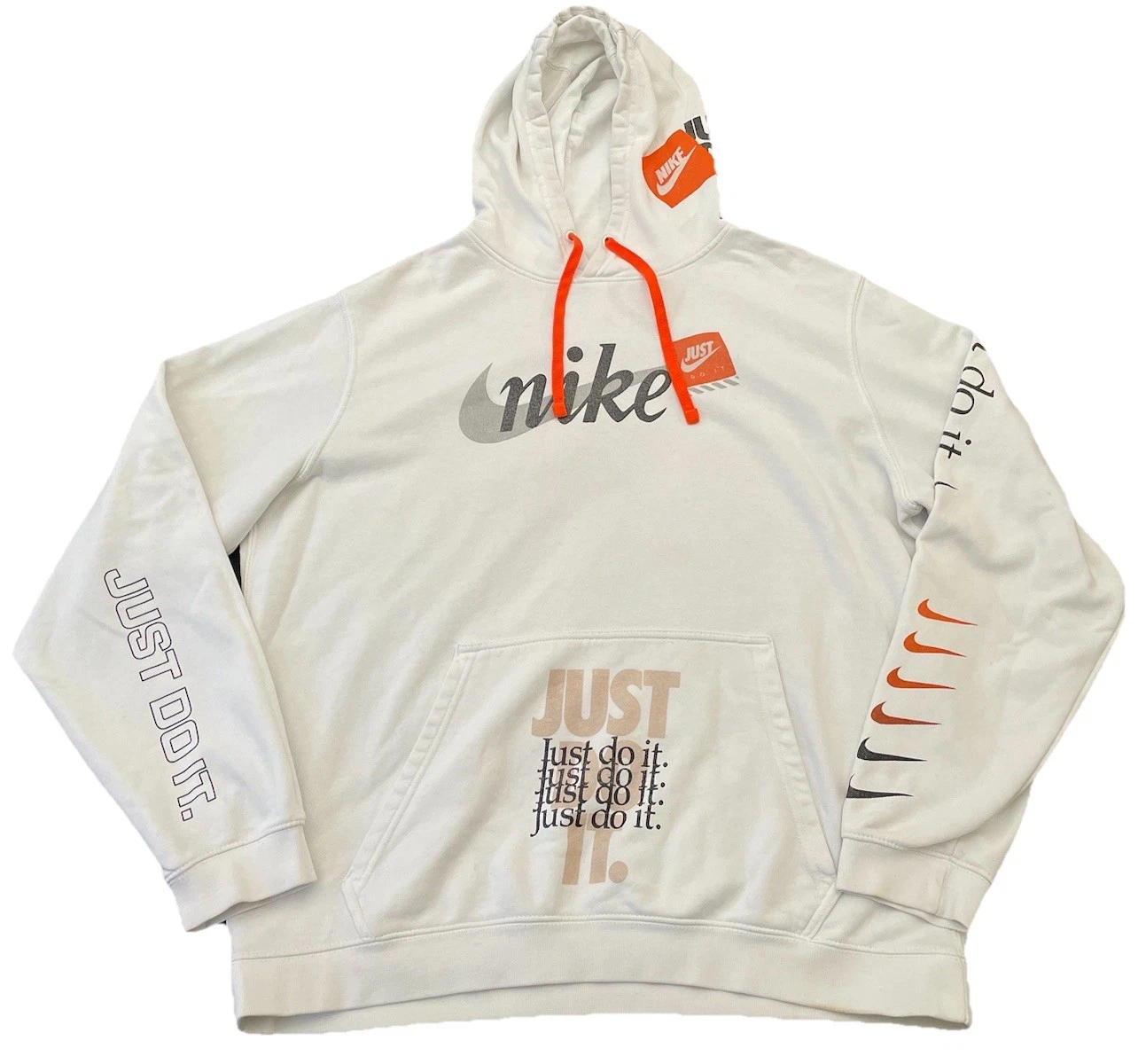 OFF WHITE Felpa con cappuccio Nike Club JDI Just Do It XL bianca 30° anniversario bianco sporco RARA AV5905
