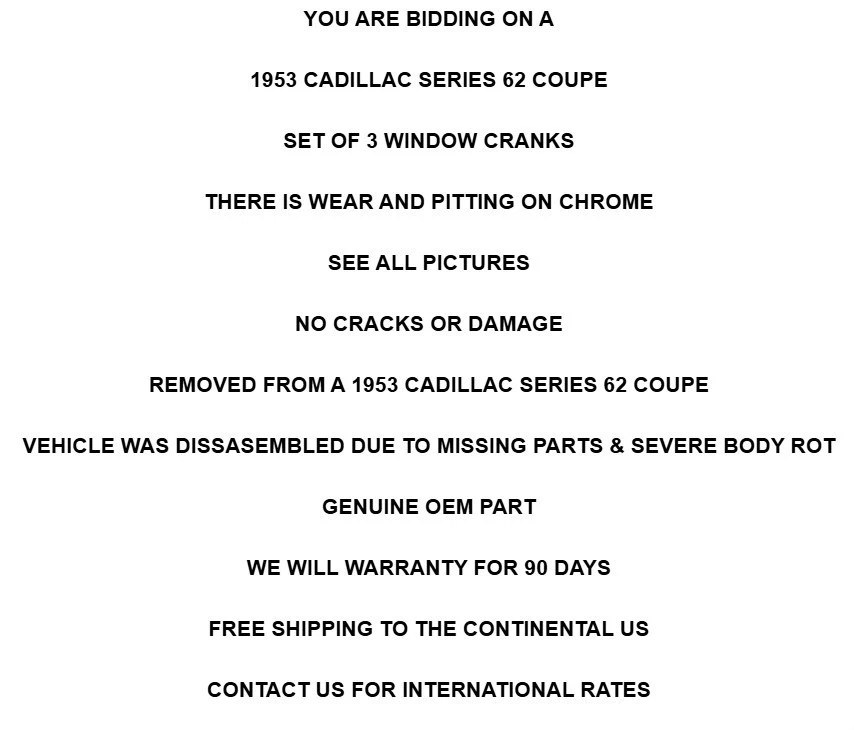 Cadillac Serie 62 1953 cupé juego de 3 bielas de ventana cromadas OEM con garantía Foto 2 de 4