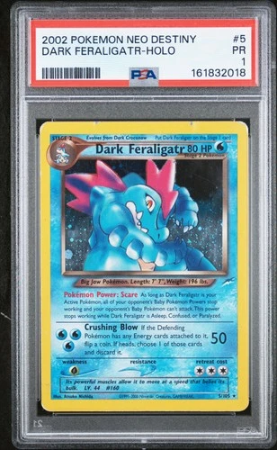 2002 POKEMON NEO DESTINY #5 DARK FERALIGATR-HOLO PSA 1