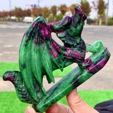 485G Natural green Ruby zoisite (anylite) crystal Carving pterosaur