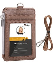 Ausweish&uuml;lle Kartenhalter Brieftasche Leder Braun Rei&szlig;verschluss Band 3 Karten