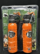 Lot of 2 UDAP Pepper Power Bear Spray Repellant With 2 Holsters 30 Foot Fog