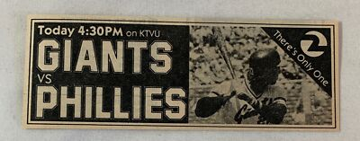 #ad 1980 KTVU tv baseball ad GIANTS vs PHILLIES June 10 $5.39