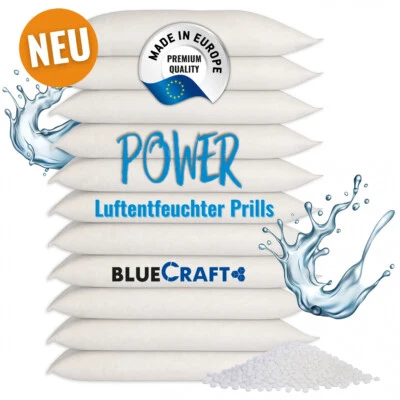 BLUECRAFT 10x 1kg Luft-Entfeuchter Prills Nachfüllpack im Vliesbeutel für Granulat Box