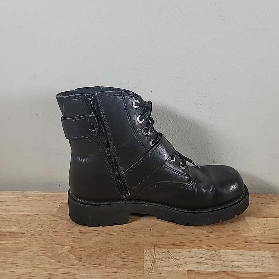 Harley Davidson Brake Buckle Side Zip Black Leather Boots 94321 Men Size 8.5 - Image 4 of 4