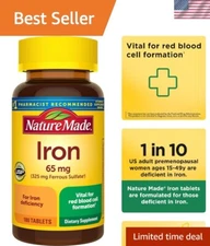 180 Tablets of Iron 65 mg - Essential Supplement for Cognitive and Blood Health