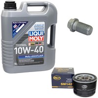 MotoröL Set 10W-40 5 Liter + ÖLfilter SM 142 + Schraube FüR Opel Renault 19 21