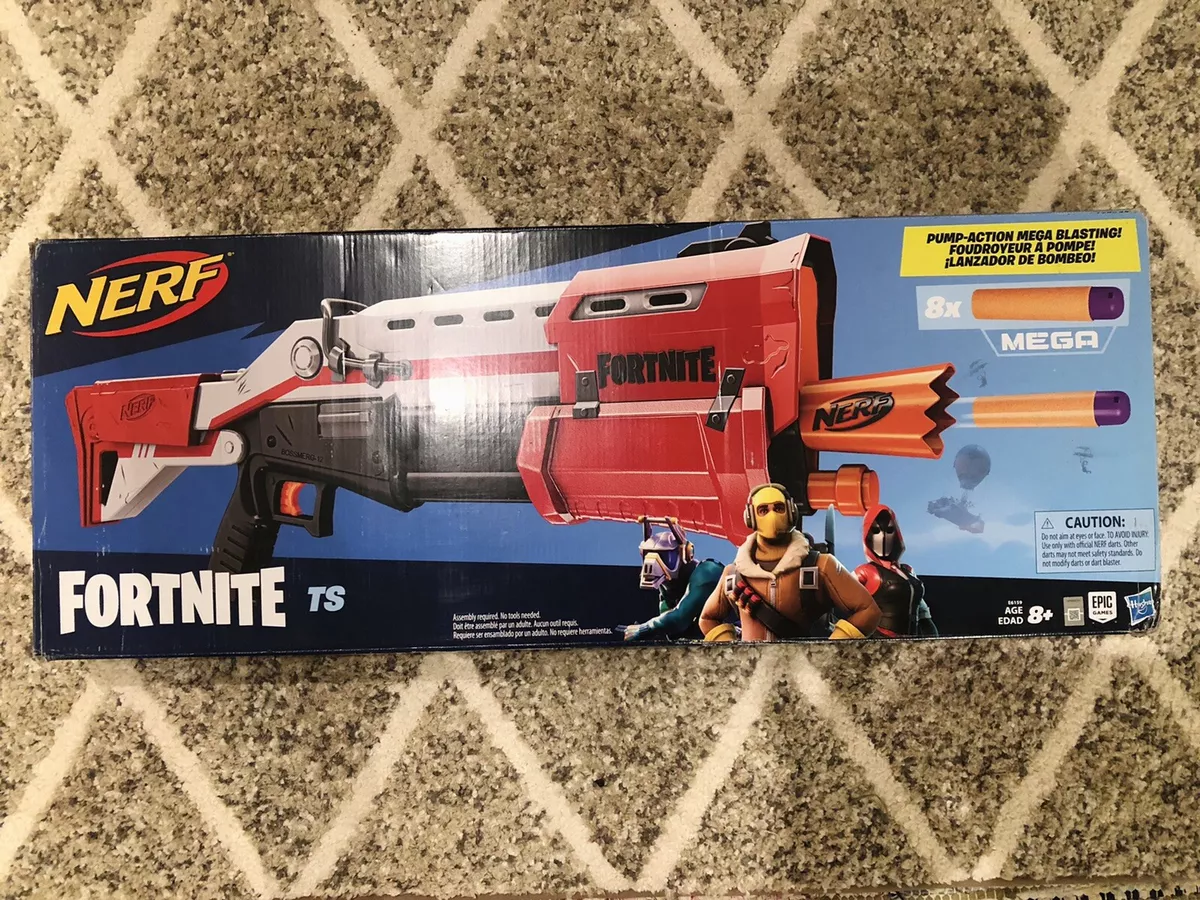 NERF Fortnite TS Blaster Pump Action Dart Blaster 8 Official Mega Fortnite  Darts