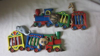Vintage Set of Burwood Circus Train Wall Hangings, Zoo/Circus Animals / Nursery