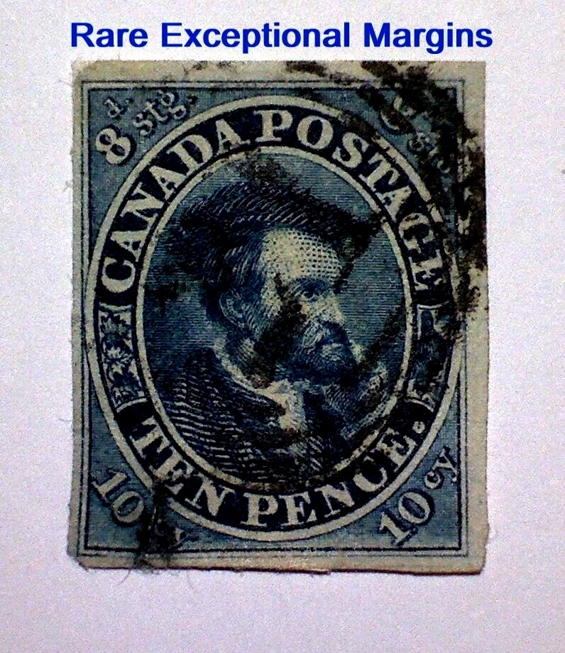 💥RARE💥 CANADA #7a USED THICK PAPER, VF *HUGE MARGINS* CARTIER (1855) 10P - Image 2 of 4