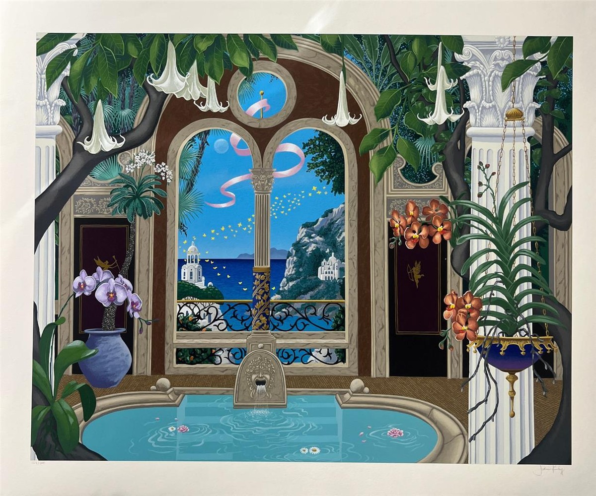 世界限定50 BABYL JOHN McMURTRIE氏のプリントアート John Kiraly Temple of butterfly Hand Signed Limited Lithograph on