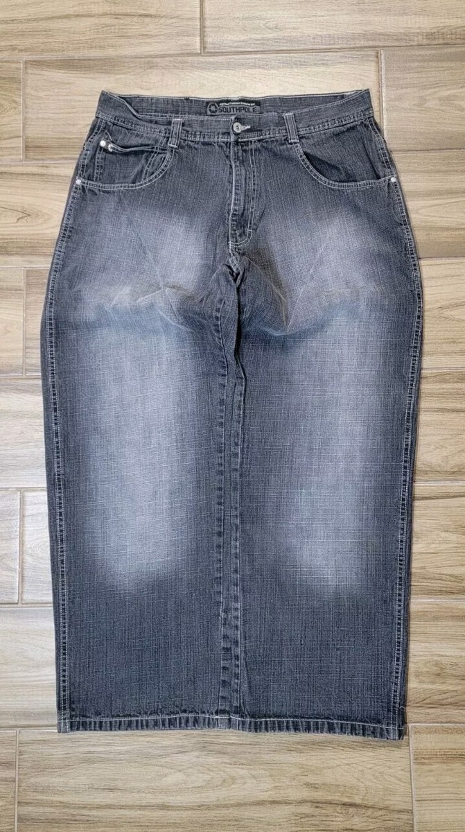 Y2K Southpole 4180 Jeans Mens 37 Faded Black Baggy Wide Hip