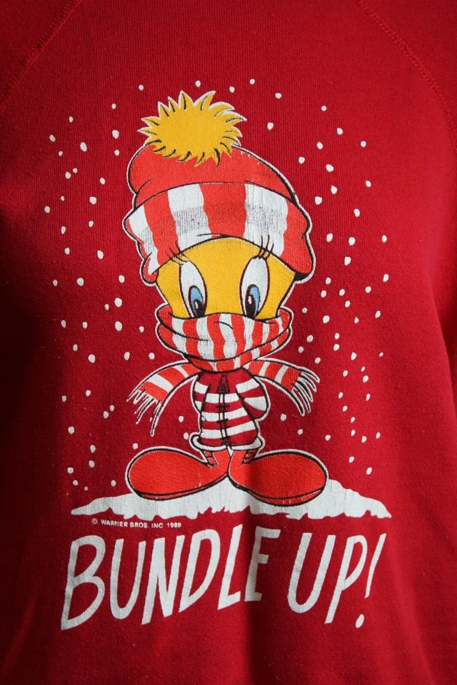 De Colección Años 80 Piolín S Paquete Invierno Rojo Nieve Sudadera Top Artex Warner Bros Foto 2 de 4