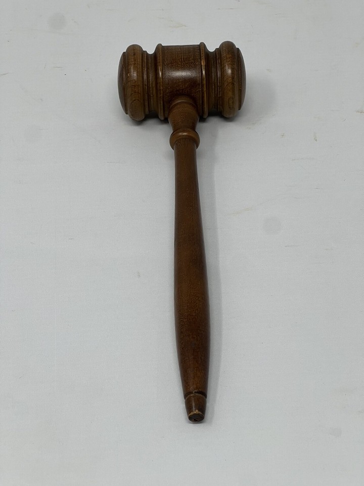 Vintage Solid Wood Gavel Judge Auctioneer Mallet Hammer 10" Long Decor