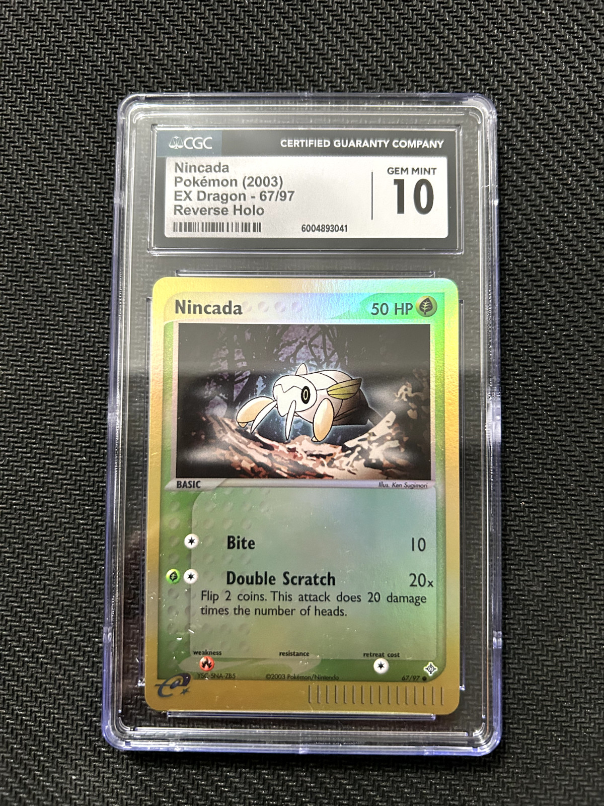 Nincada Pokemon 2003 EX Dragon 67/97 Reverse Holo CGC 10